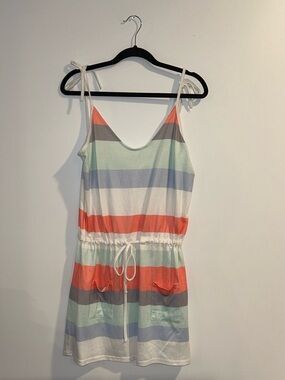 Striped Tie-Shoulder Summer Dress - Coral, Mint, Gray, Blue, White